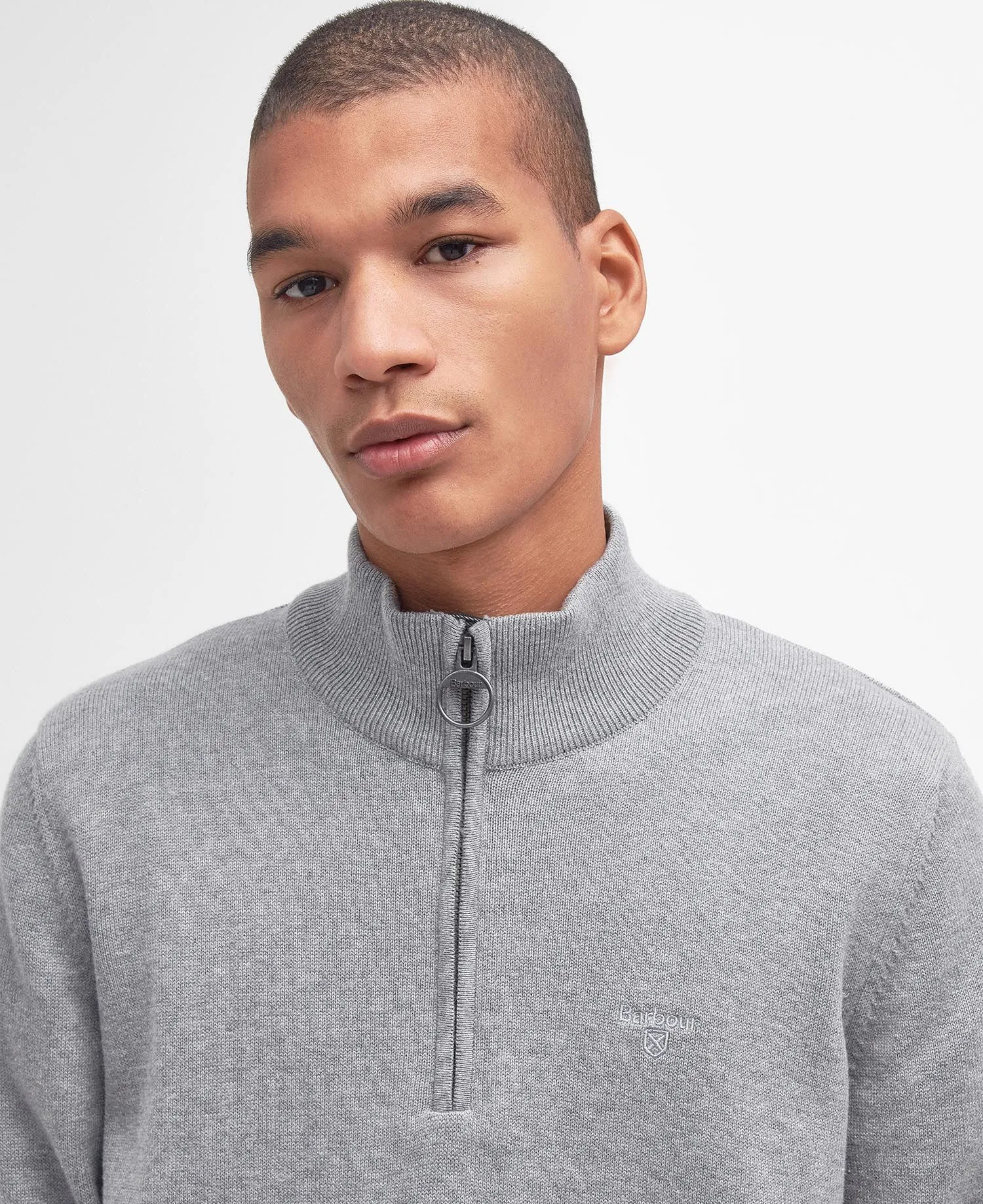 Barbour Men's Cotton Half Zip - Grey Marl