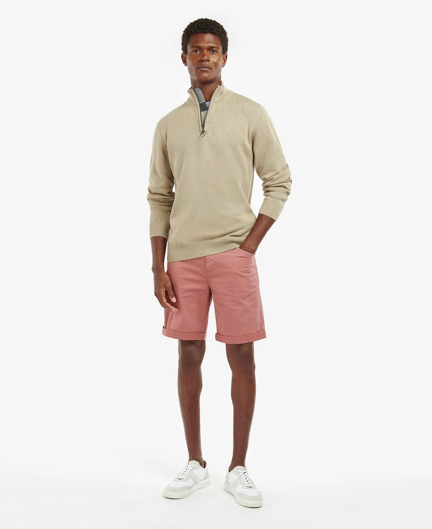Barbour Men's Cotton Half Zip - Washed Stone