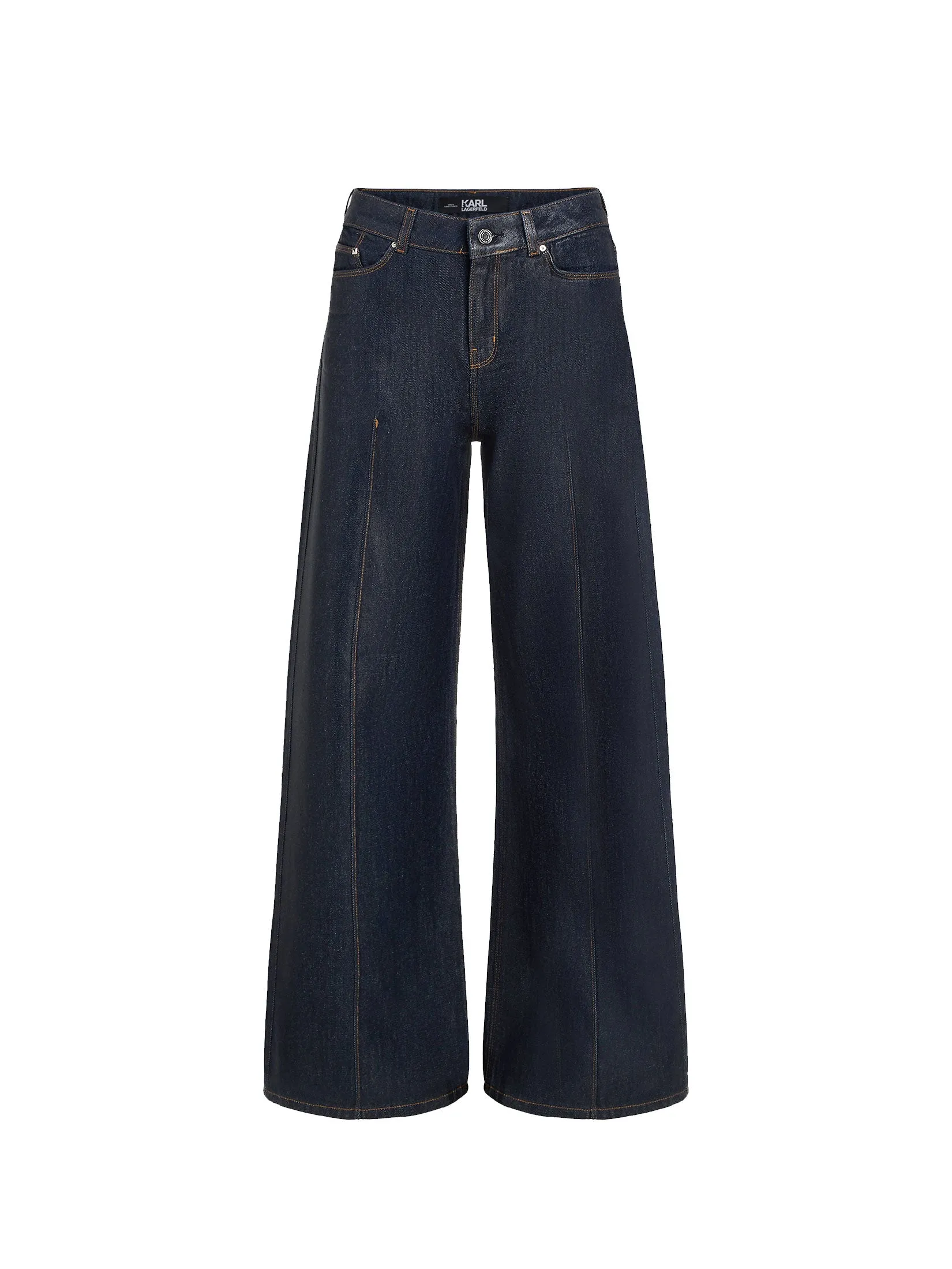 COATED WIDE LEG DENIM PANTS