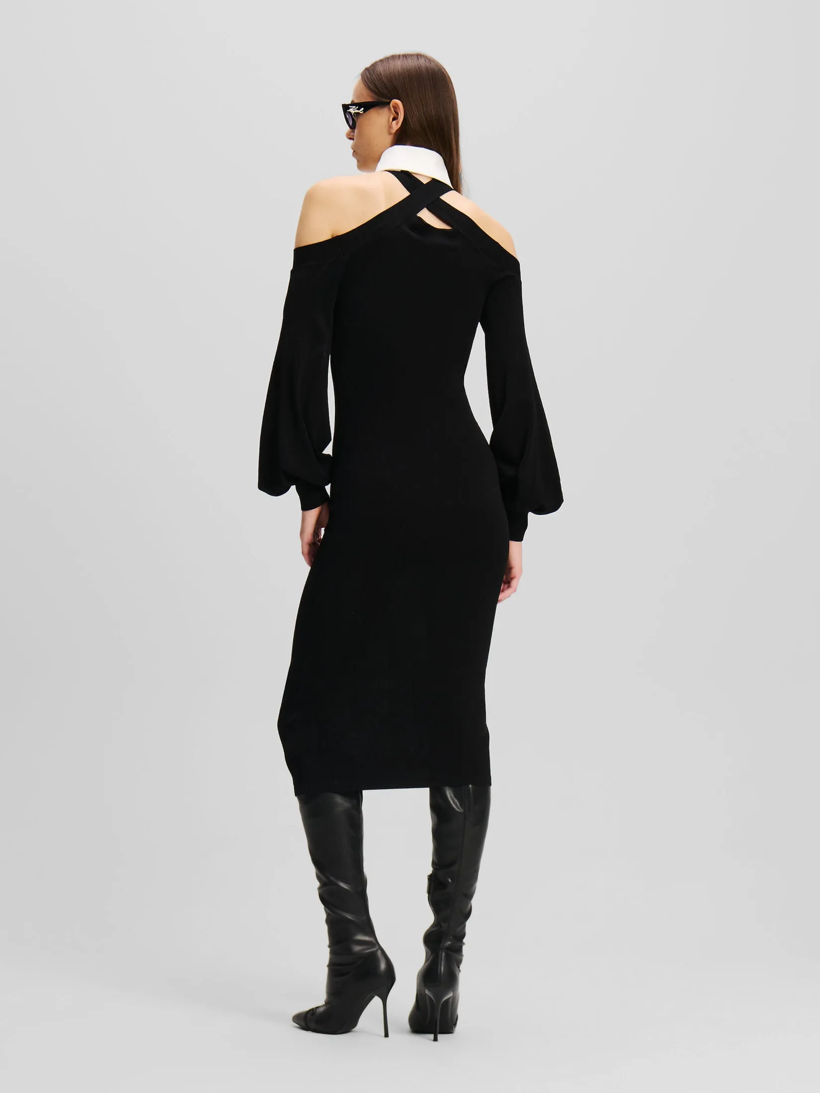 COLD SHOULDER KNIT DRESS