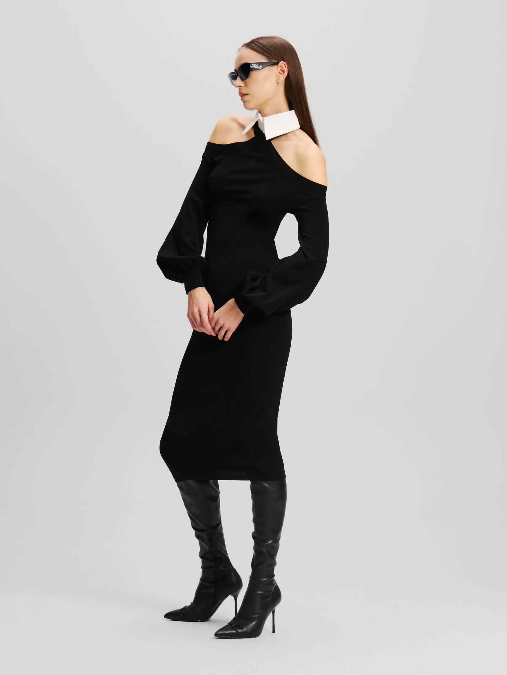 COLD SHOULDER KNIT DRESS