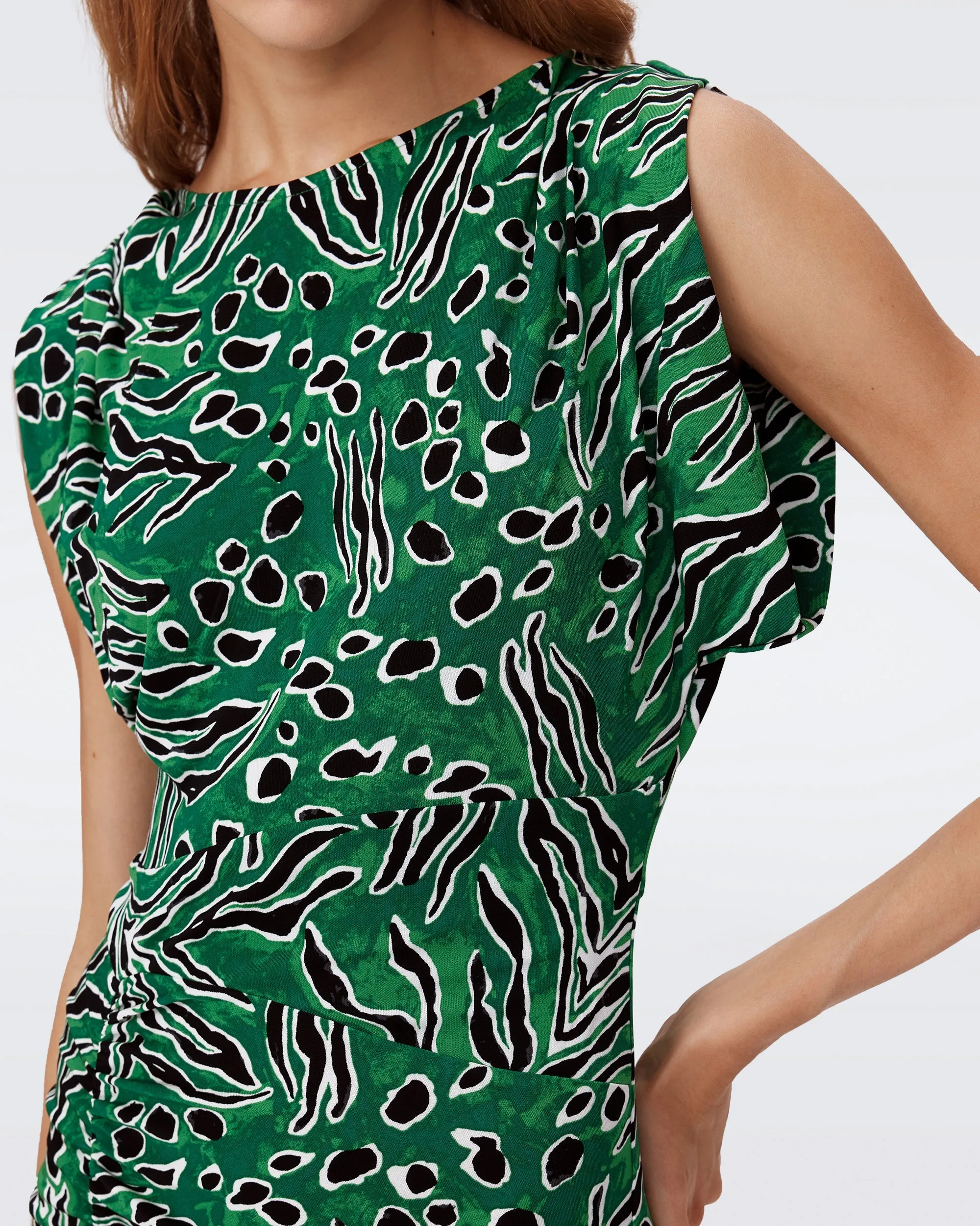 DVF GERTRUDE DRESS WATER TIGER GREEN