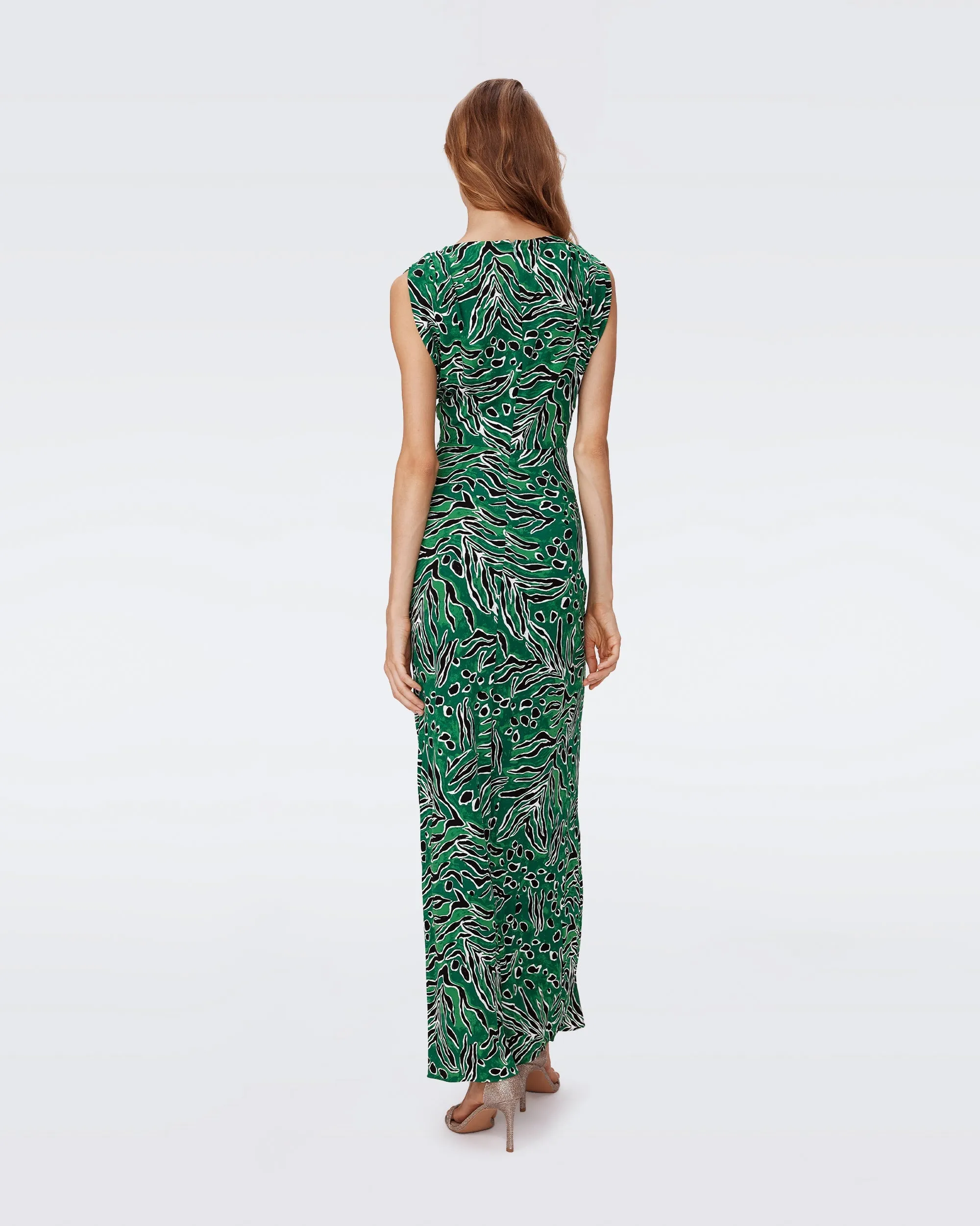 DVF GERTRUDE DRESS WATER TIGER GREEN