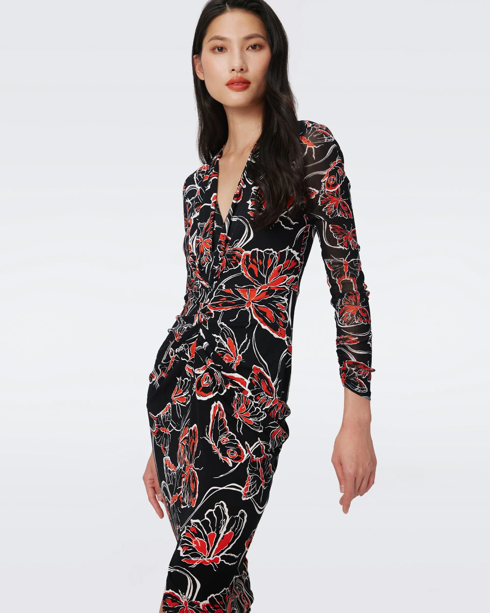 DVF HADES DRESS FLUTTERFLY MED/FLUTTERFLY