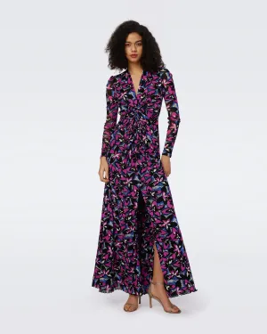 DVF KASSIA DRESS FISHNET FLORAL PURL BLUSH