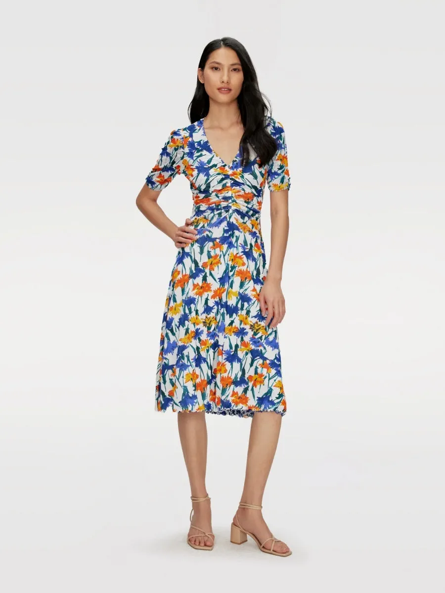 DVF KOREN REVERSIBLE DRESS DIANTHUS IV/VINTAGE CANE MN M