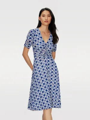 DVF KOREN REVERSIBLE DRESS DIANTHUS IV/VINTAGE CANE MN M