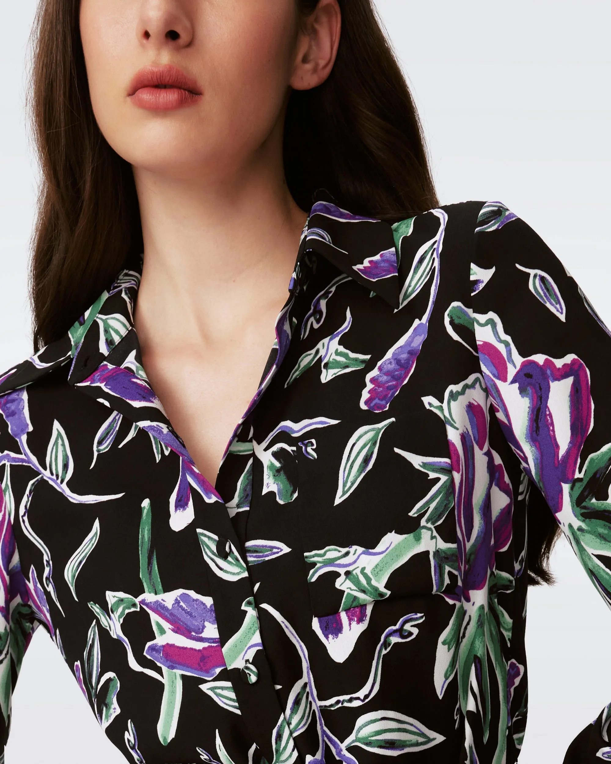 DVF PRITA DRESS TULIP FIELDS VIOLET LG