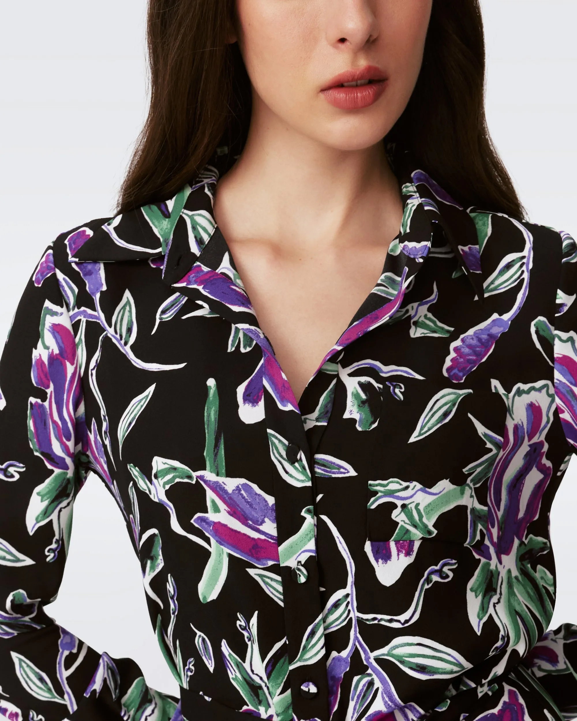 DVF PRITA DRESS TULIP FIELDS VIOLET LG