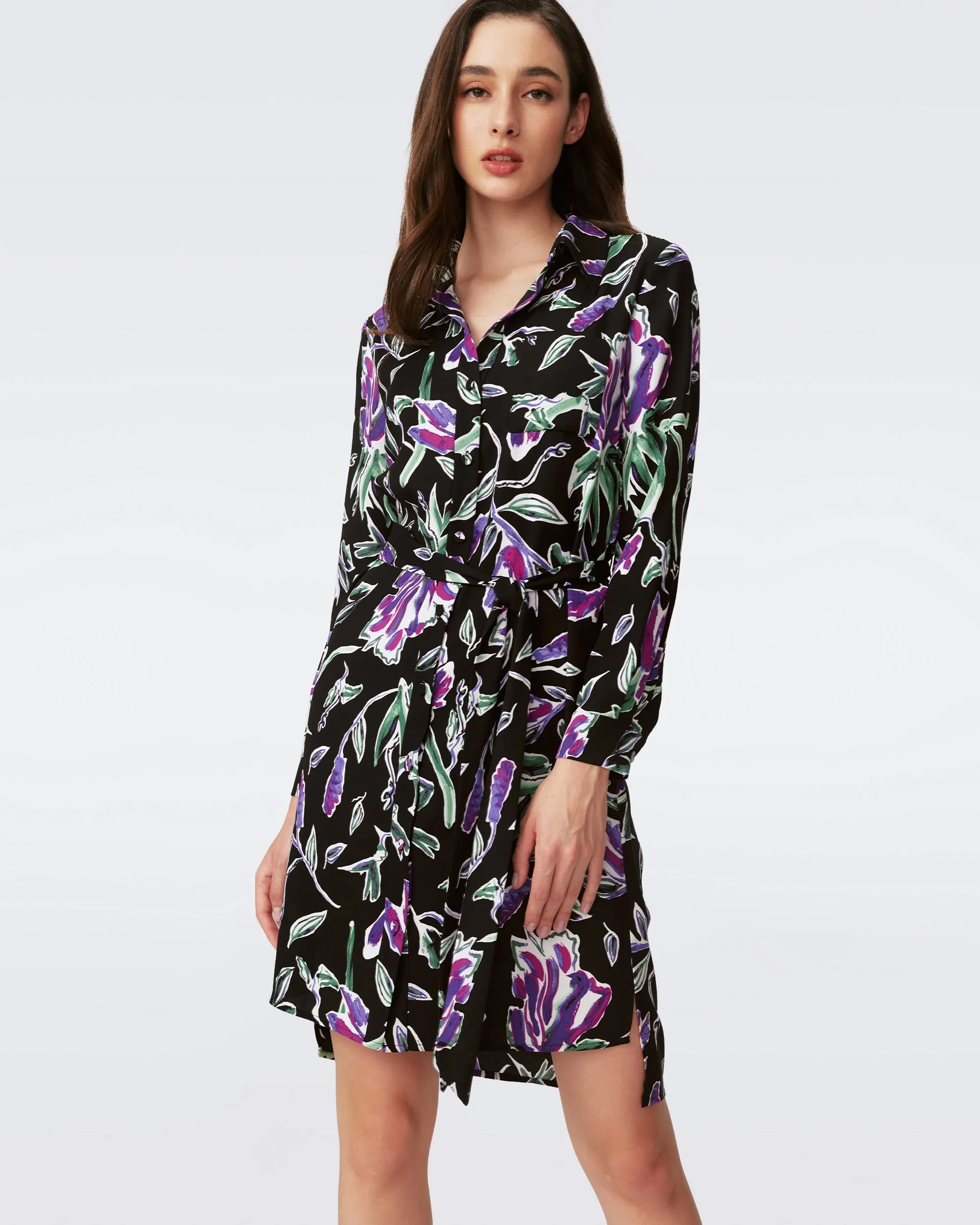 DVF PRITA DRESS TULIP FIELDS VIOLET LG