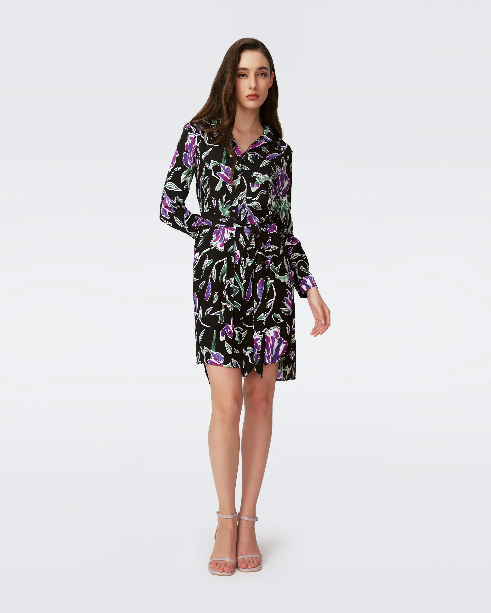 DVF PRITA DRESS TULIP FIELDS VIOLET LG