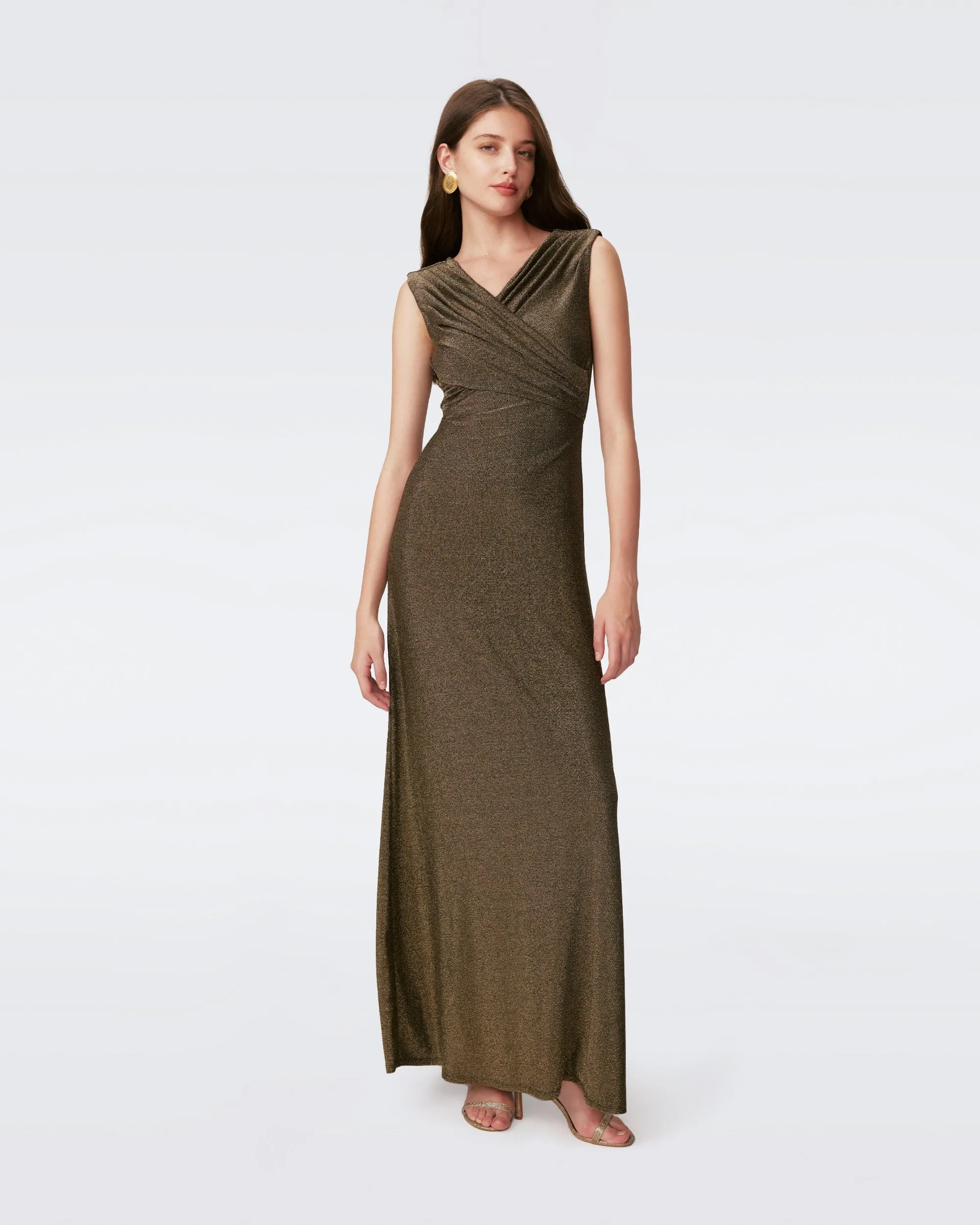 DVF TOMAS DRESS GOLDEN BROWN