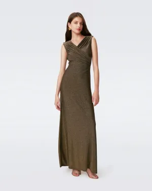 DVF TOMAS DRESS GOLDEN BROWN