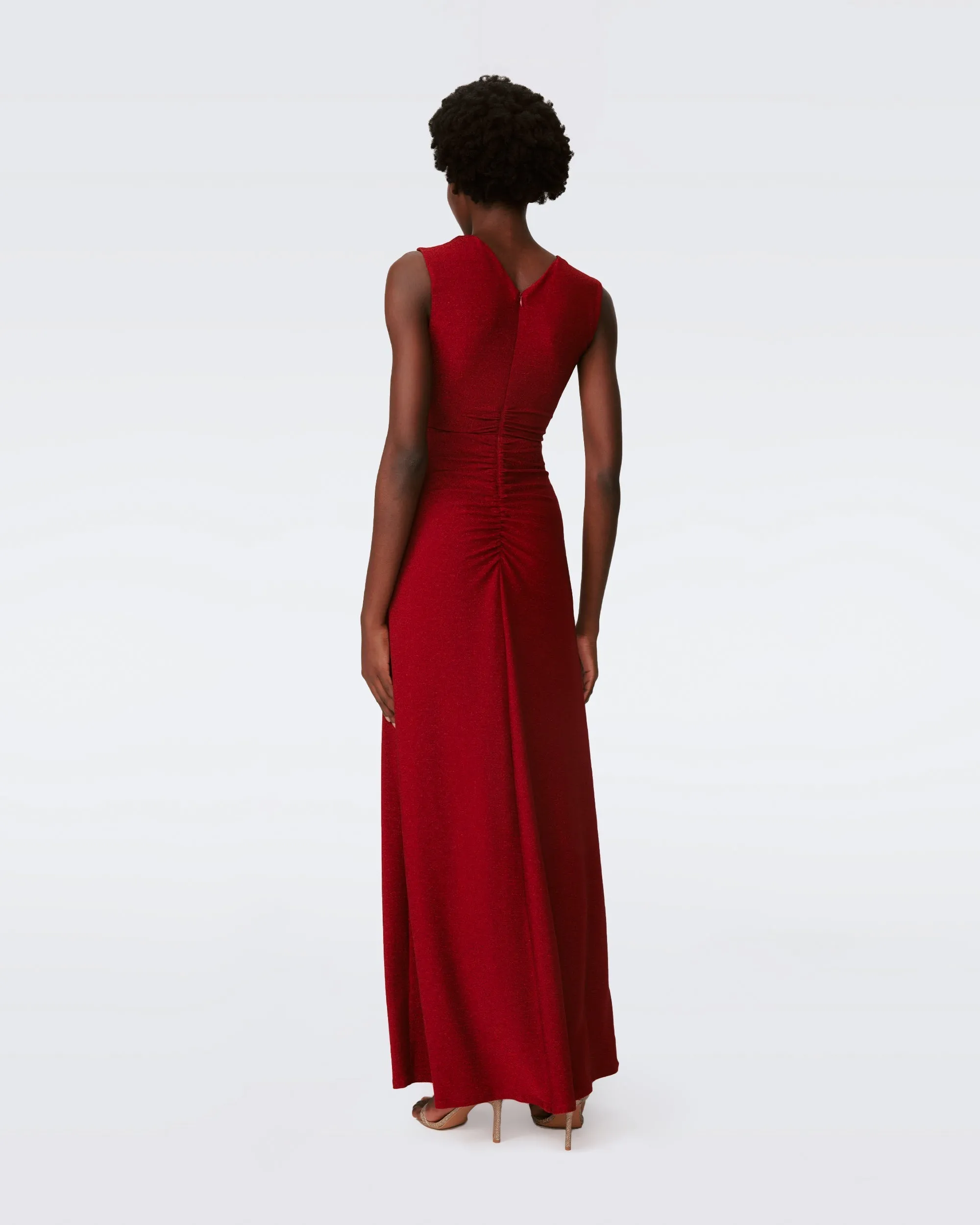 DVF TOMAS DRESS METALLIC RED