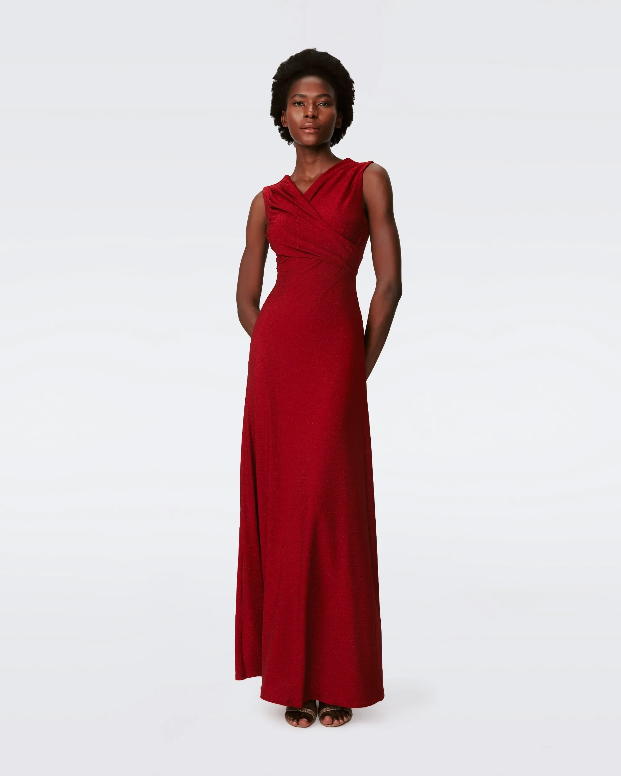 DVF TOMAS DRESS METALLIC RED