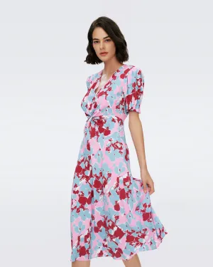DVFANABA SHORT DRESS EARTH FLORAL MULTI PINK