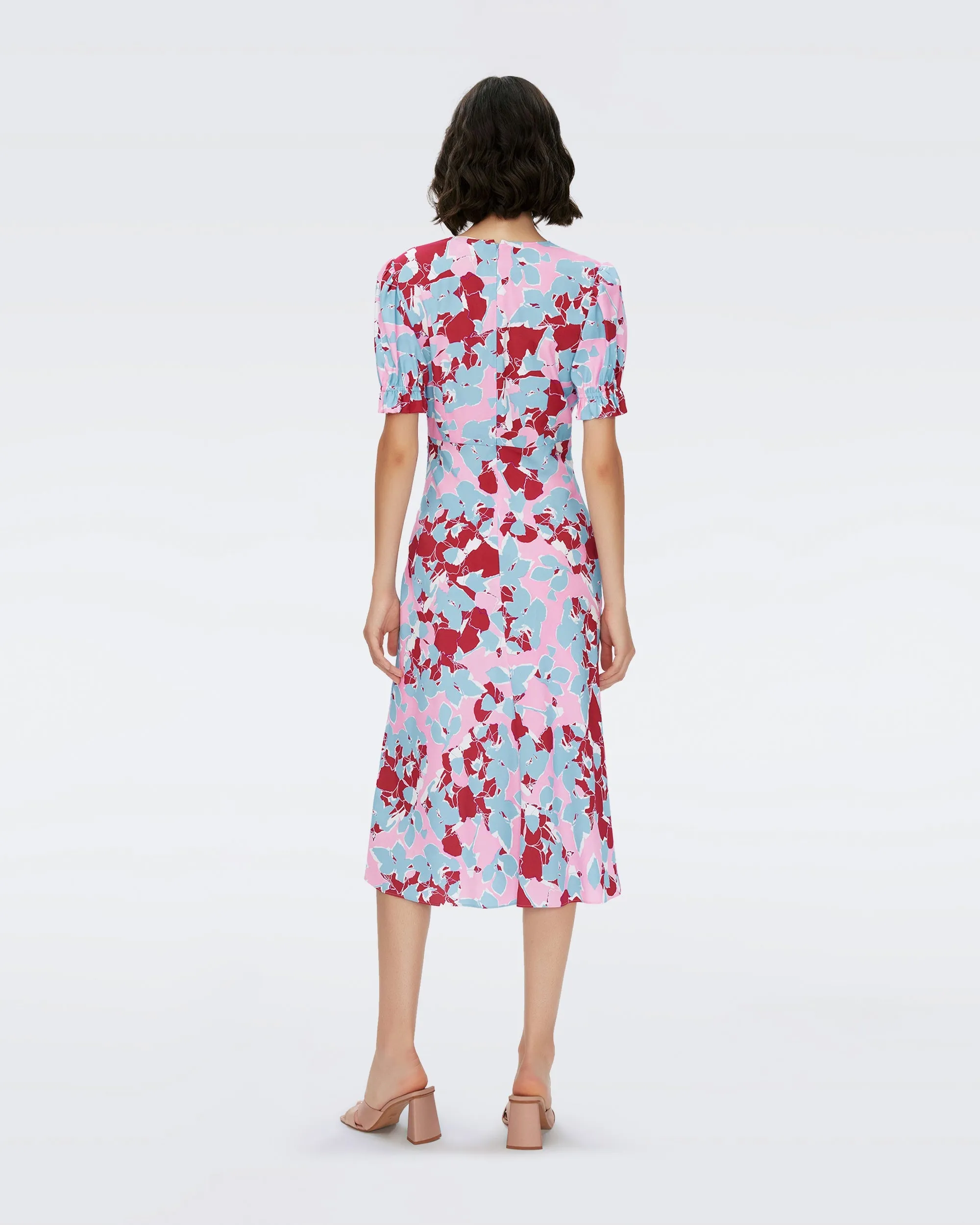 DVFANABA SHORT DRESS EARTH FLORAL MULTI PINK