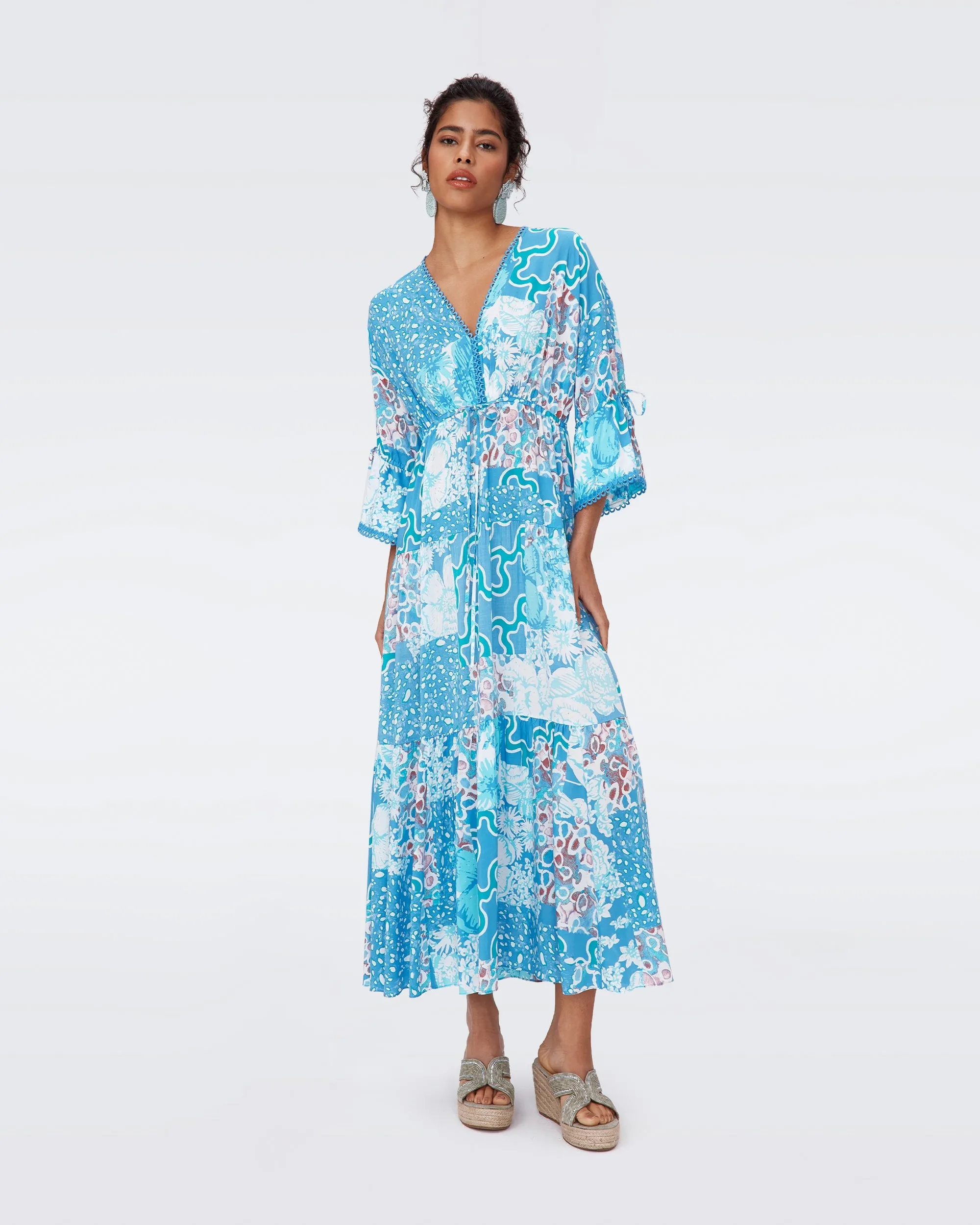 DVFBORIS DRESS SOLTICE FLAGS BLUE