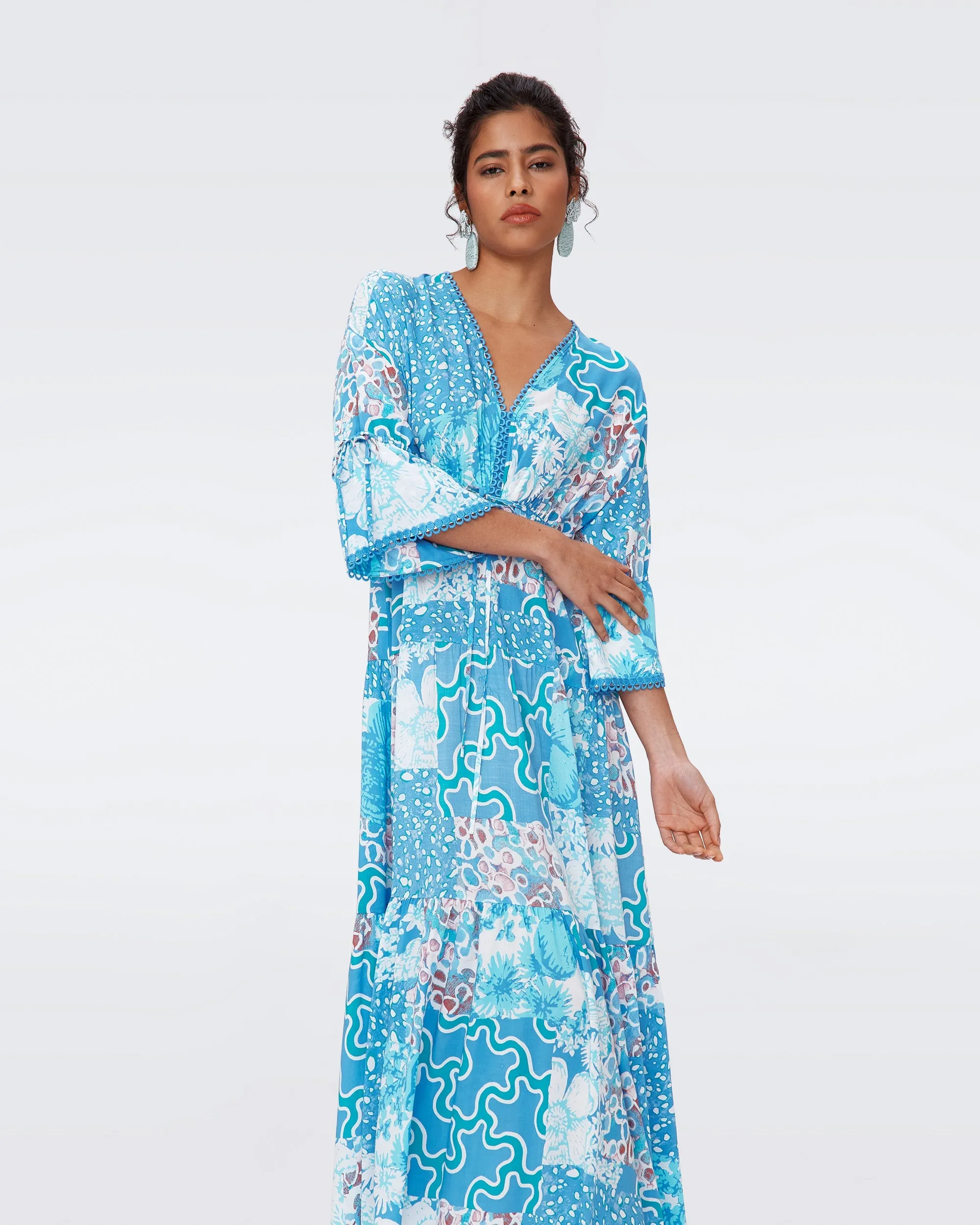 DVFBORIS DRESS SOLTICE FLAGS BLUE