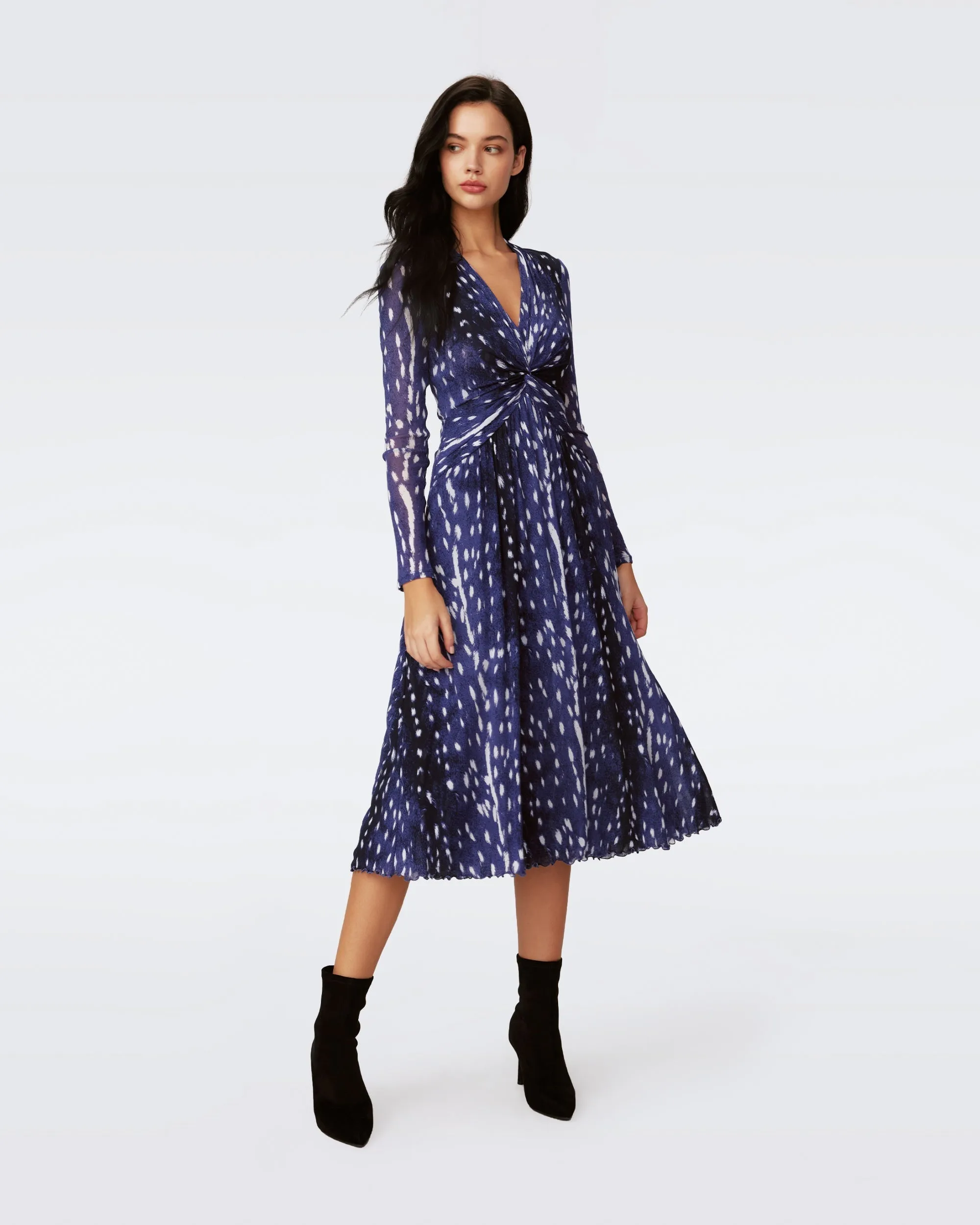 DVFBURTON DRESS FAWN PERFECT NAVY