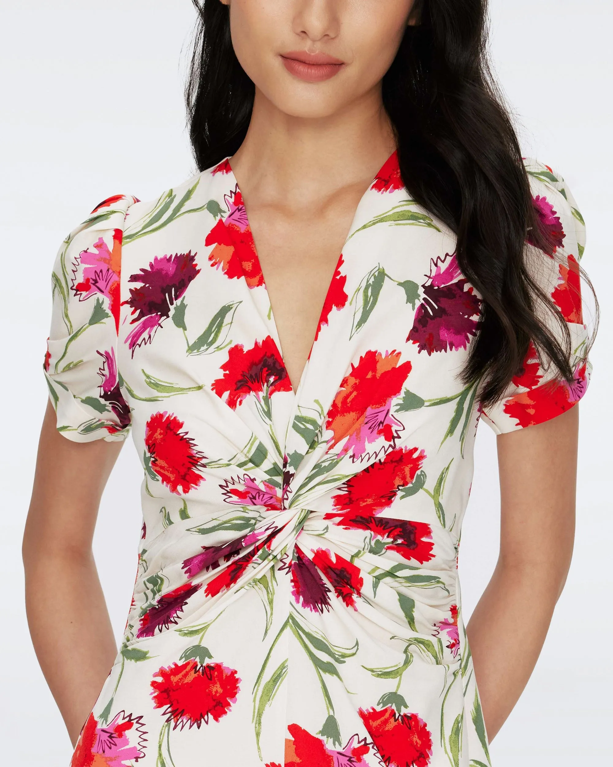 DVFCLARK DRESS DIANTHUS LARGE MED RED