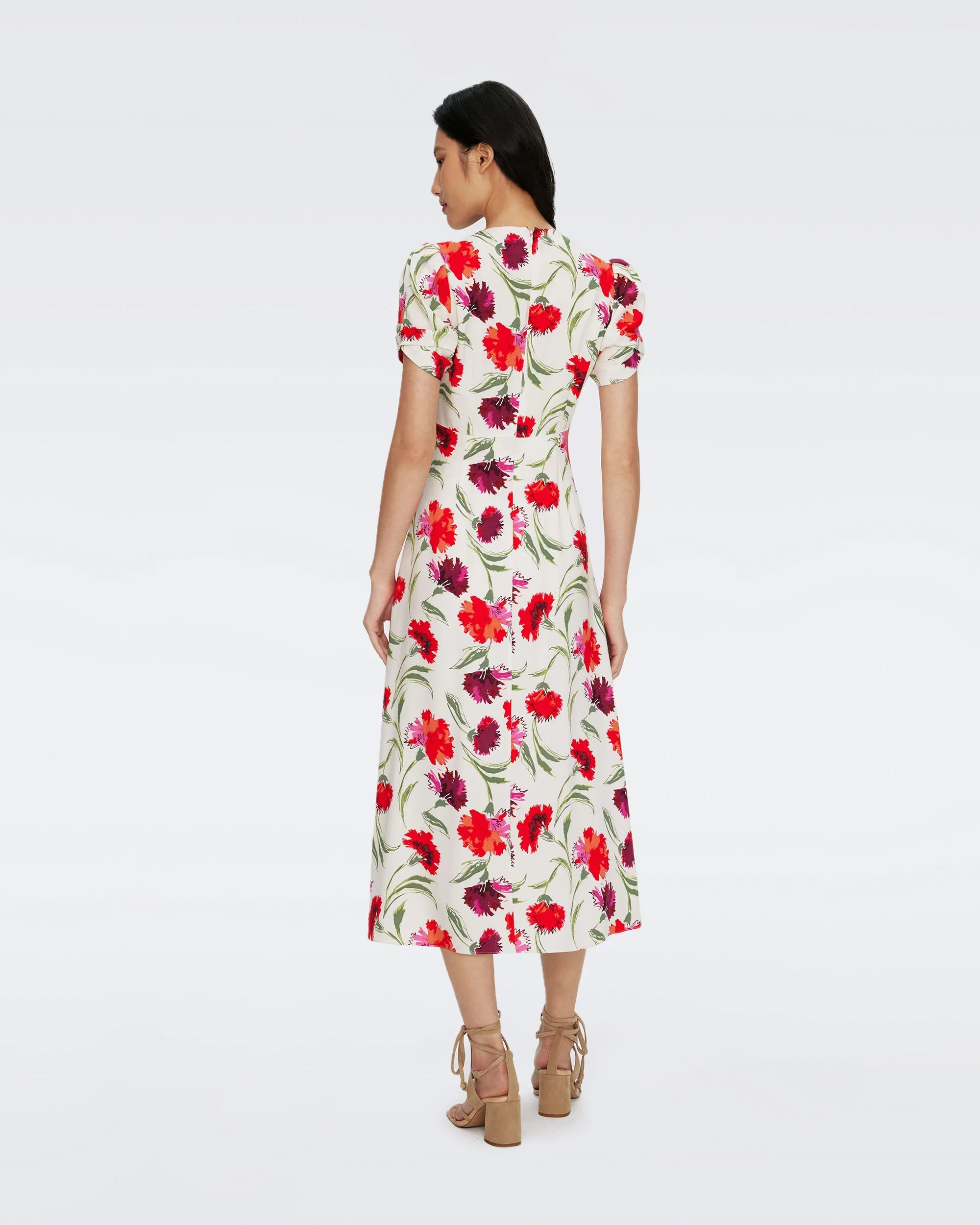 DVFCLARK DRESS DIANTHUS LARGE MED RED