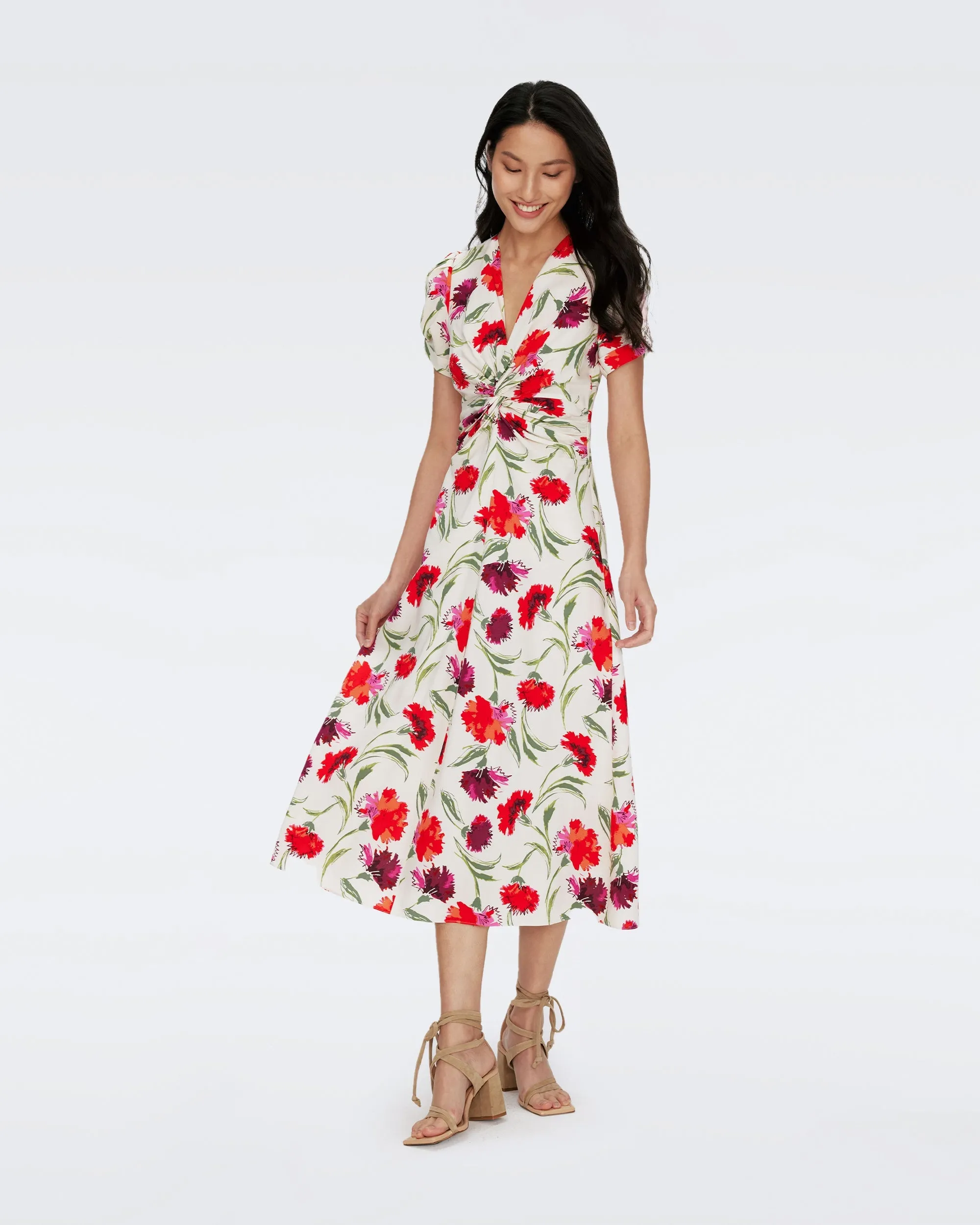 DVFCLARK DRESS DIANTHUS LARGE MED RED
