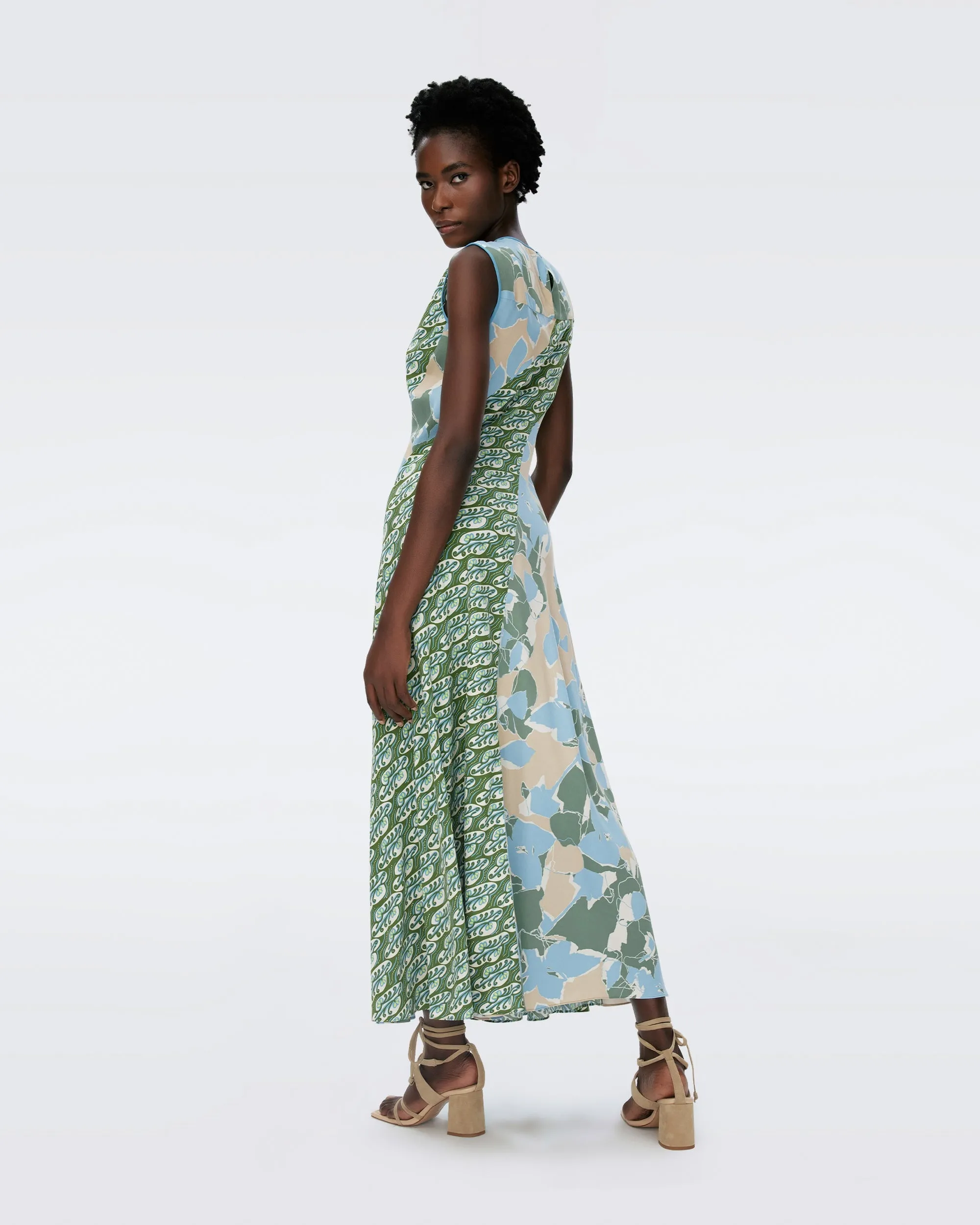 DVFCORY DRESSEARTH FLORAL MULTI CERULEAN SEEDLING