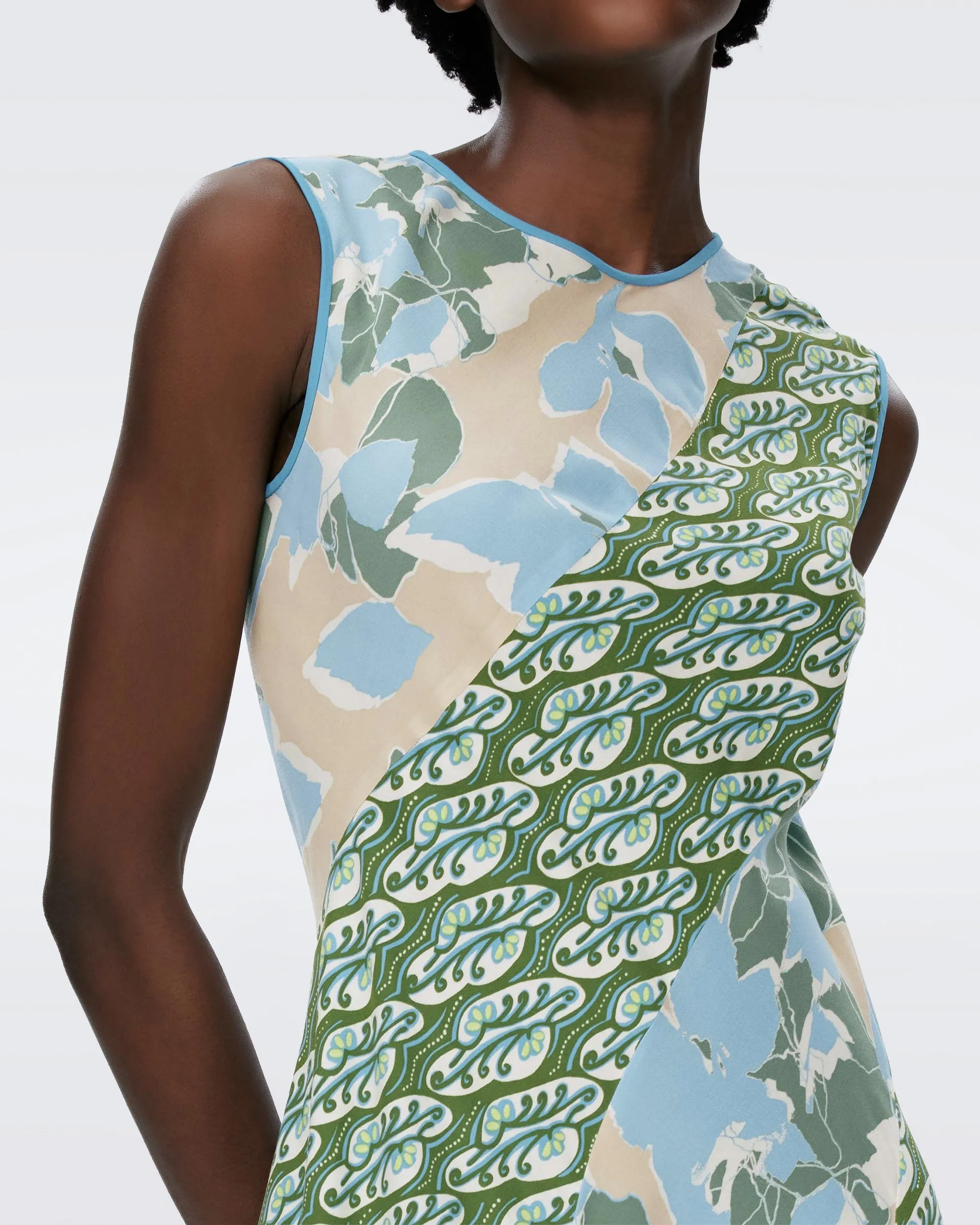 DVFCORY DRESSEARTH FLORAL MULTI CERULEAN SEEDLING