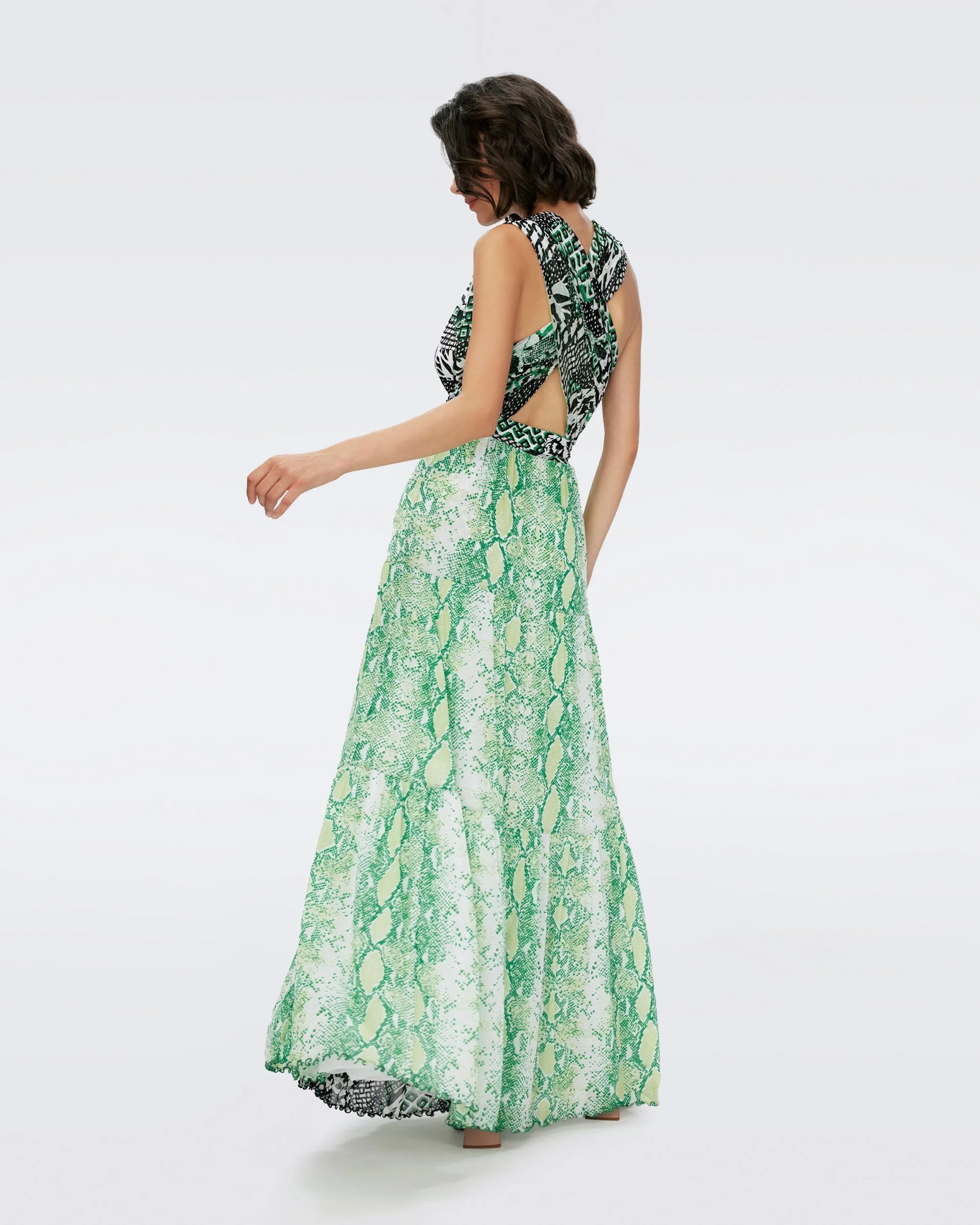 DVFDREW DRESS SIX SISTER CAMO PYTHON 50TH