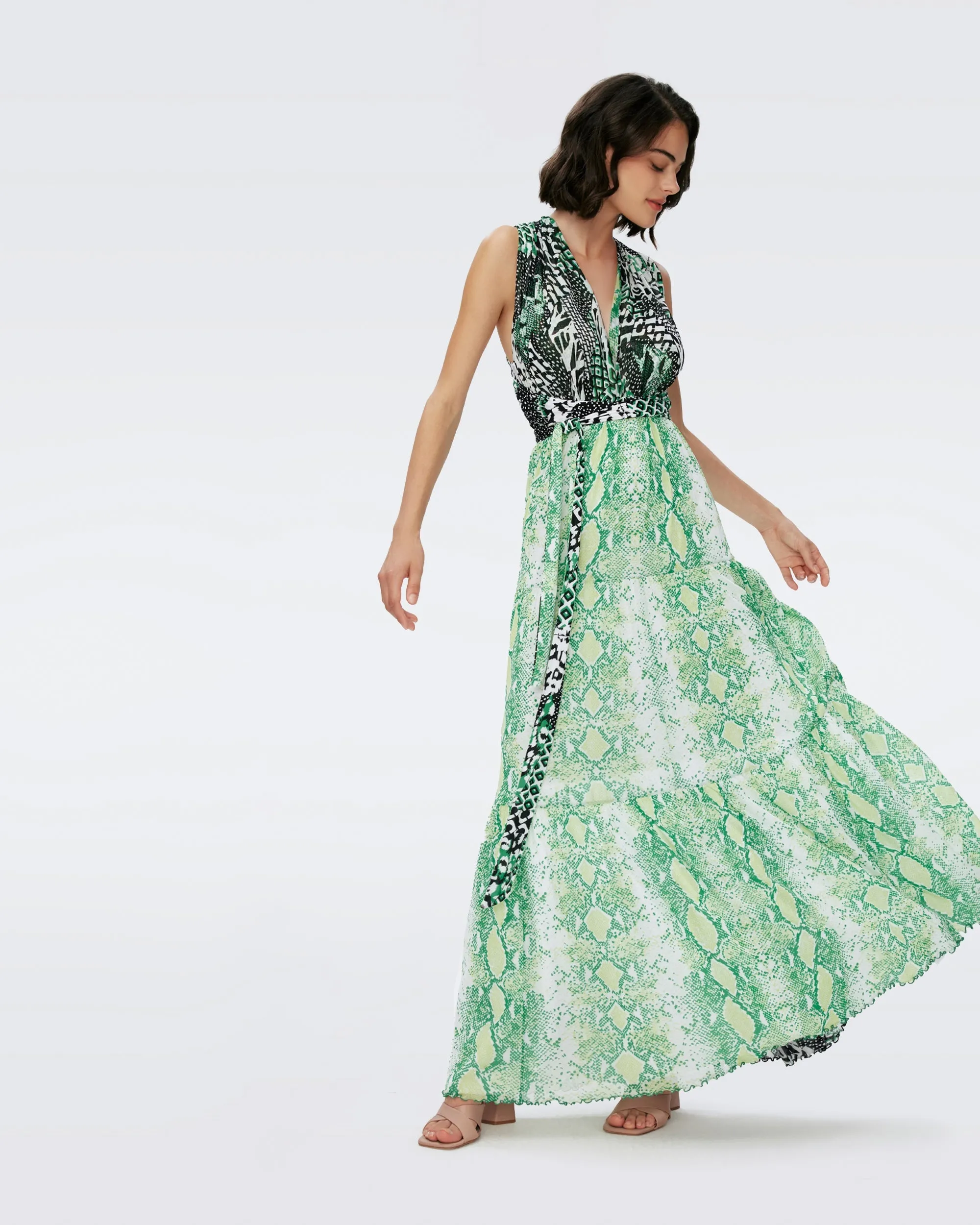 DVFDREW DRESS SIX SISTER CAMO PYTHON 50TH