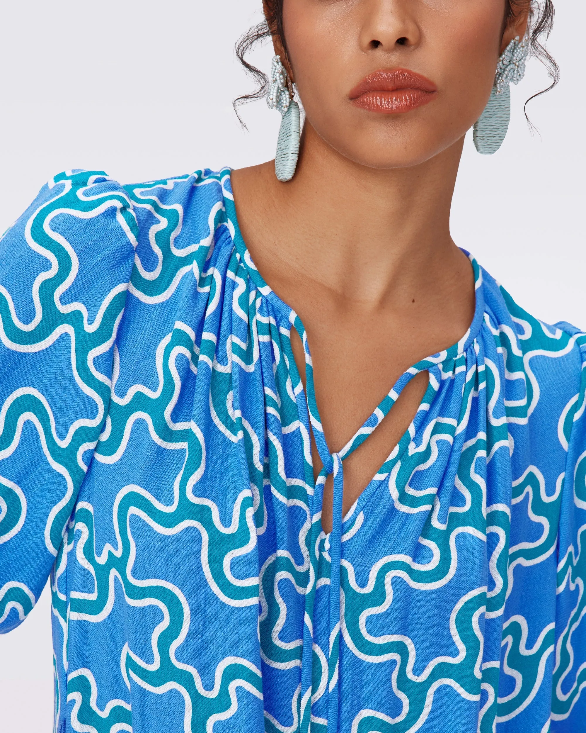 DVFDROGO DRESS CLOUD PATCH BLUE