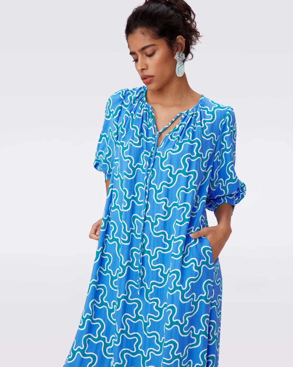 DVFDROGO DRESS CLOUD PATCH BLUE