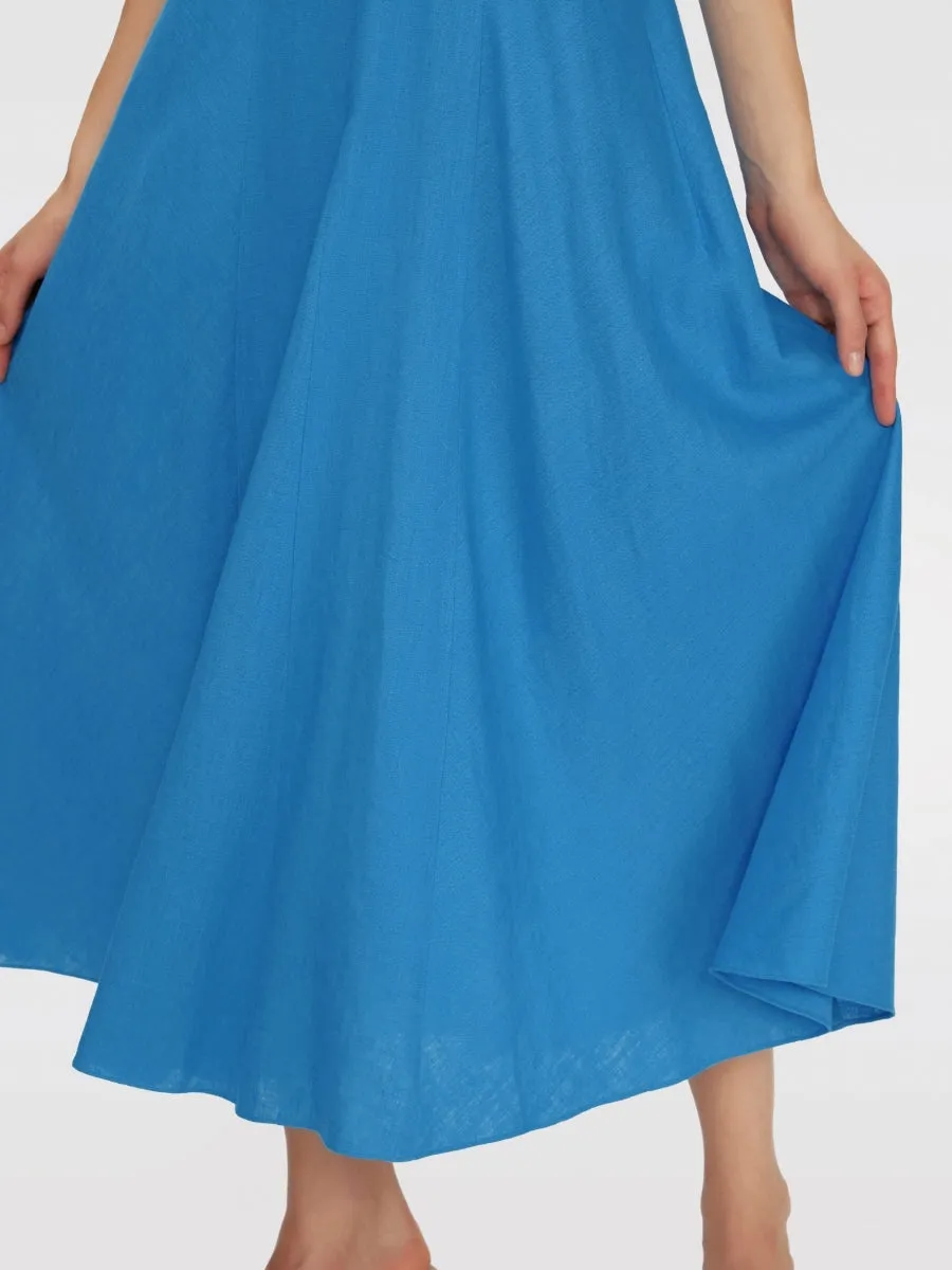 DVFELLIOT MIDI DRESS CERULEAN BLUE