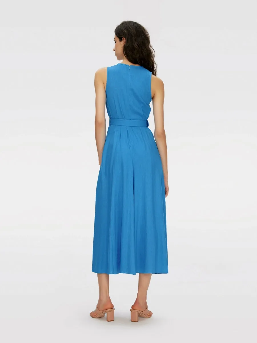 DVFELLIOT MIDI DRESS CERULEAN BLUE