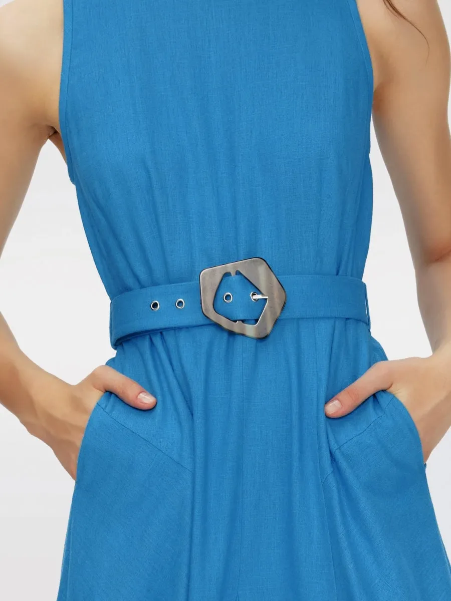 DVFELLIOT MIDI DRESS CERULEAN BLUE