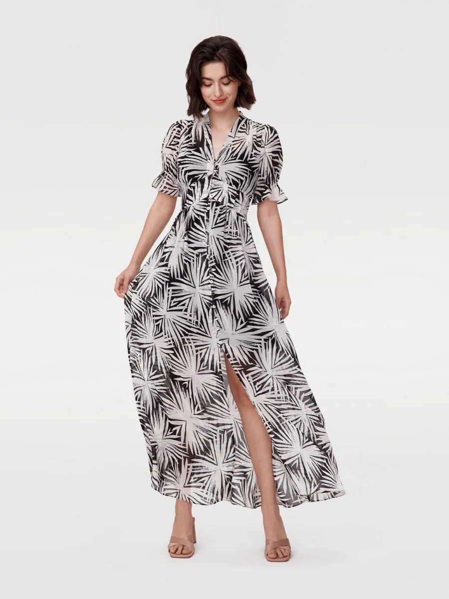DVFERICA LONG DRESS SEA HOLLY BLACK