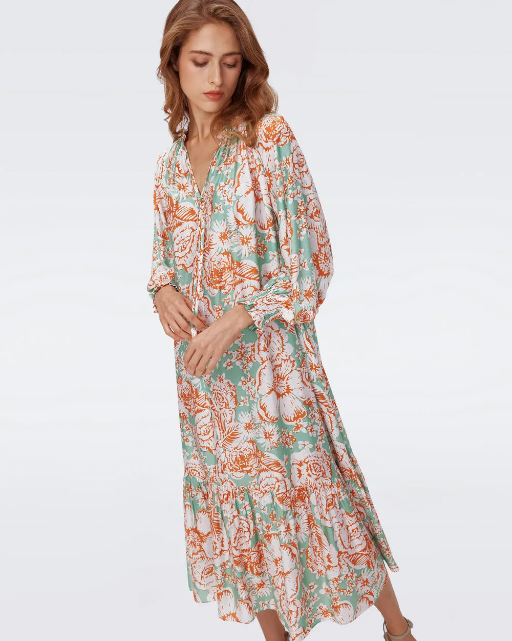 DVFFORTINA DRESSJUNE BLOOM JADE