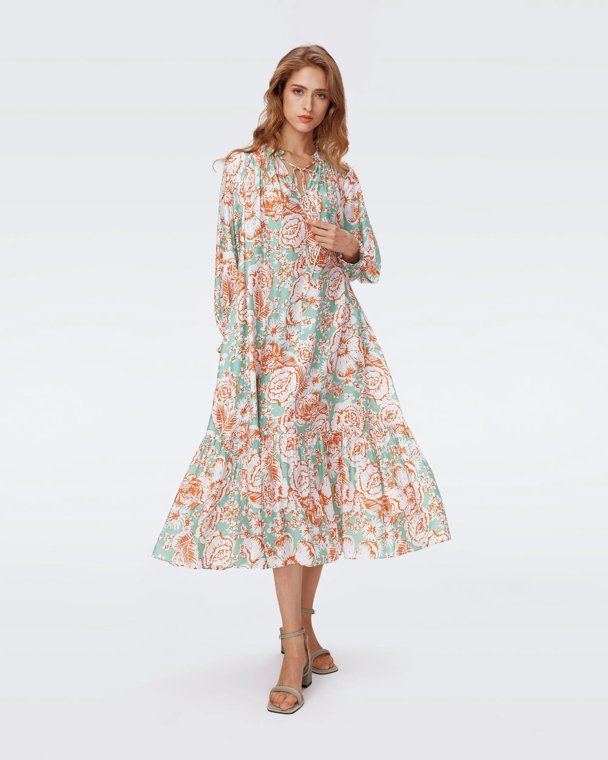 DVFFORTINA DRESSJUNE BLOOM JADE