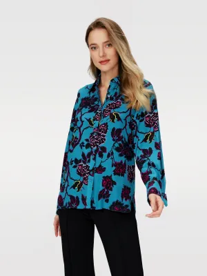 DVFLALA TOP CHINA VINE FLOWER TIE BARR REEF