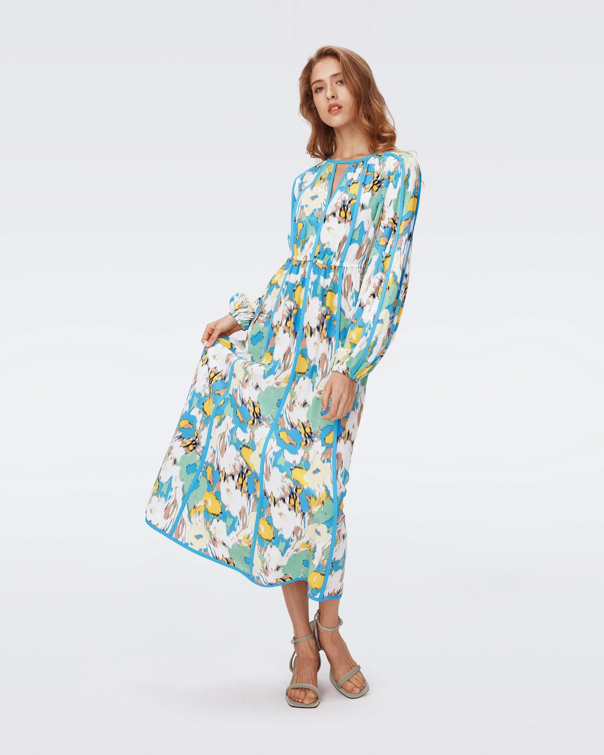 DVFSCOTT DRESS DAY DREAM FLORAL BLUE MED