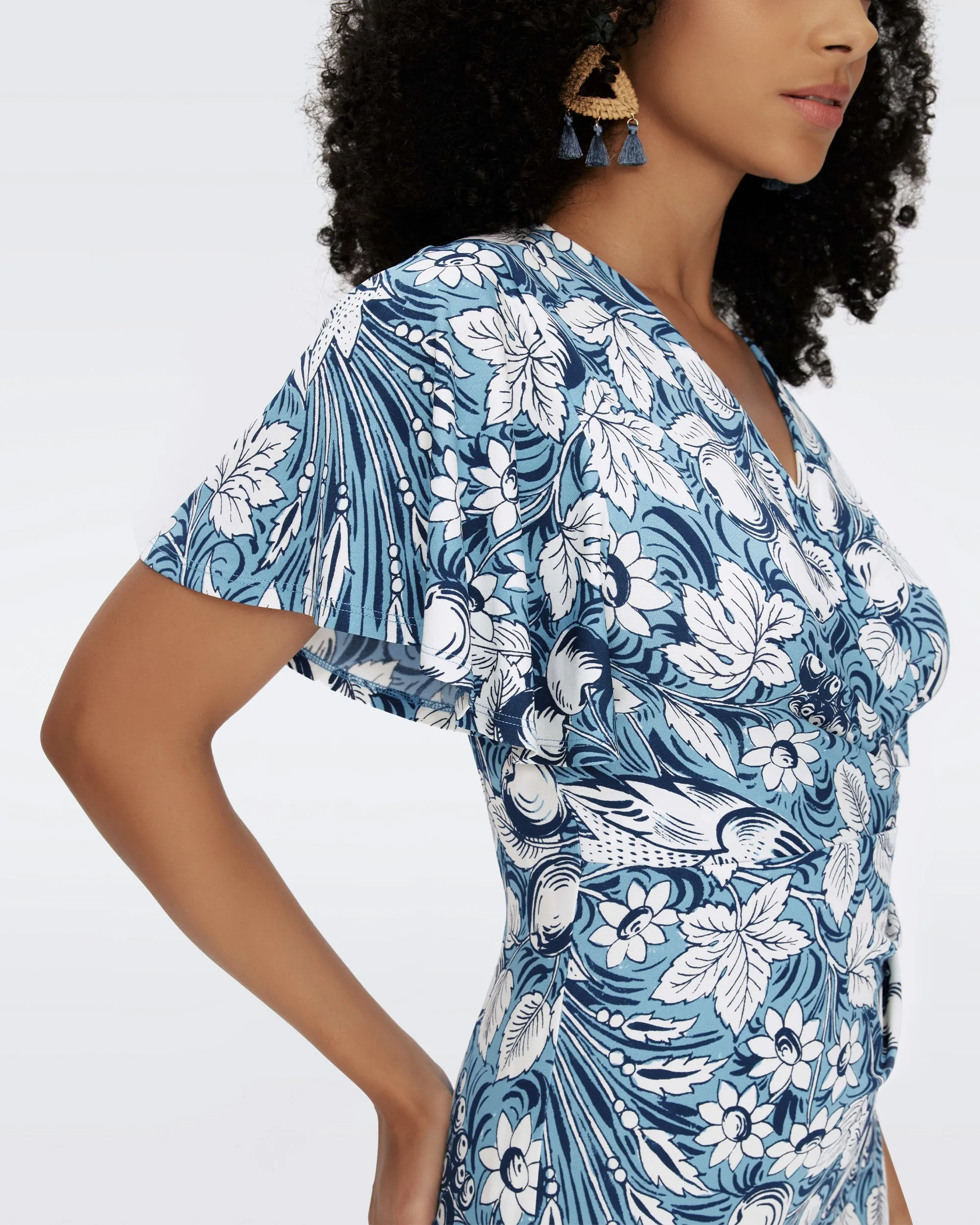 DVFZETNA DRESS BIRD OF PARADISE IVORY