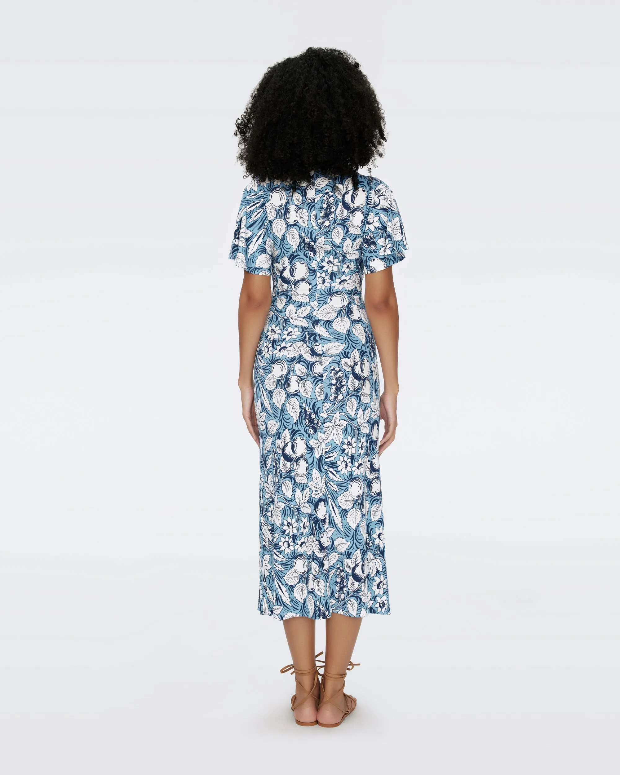 DVFZETNA DRESS BIRD OF PARADISE IVORY