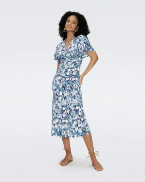 DVFZETNA DRESS BIRD OF PARADISE IVORY