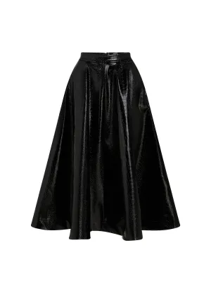 FAUX LEATHER CROC A LINE SKIRT