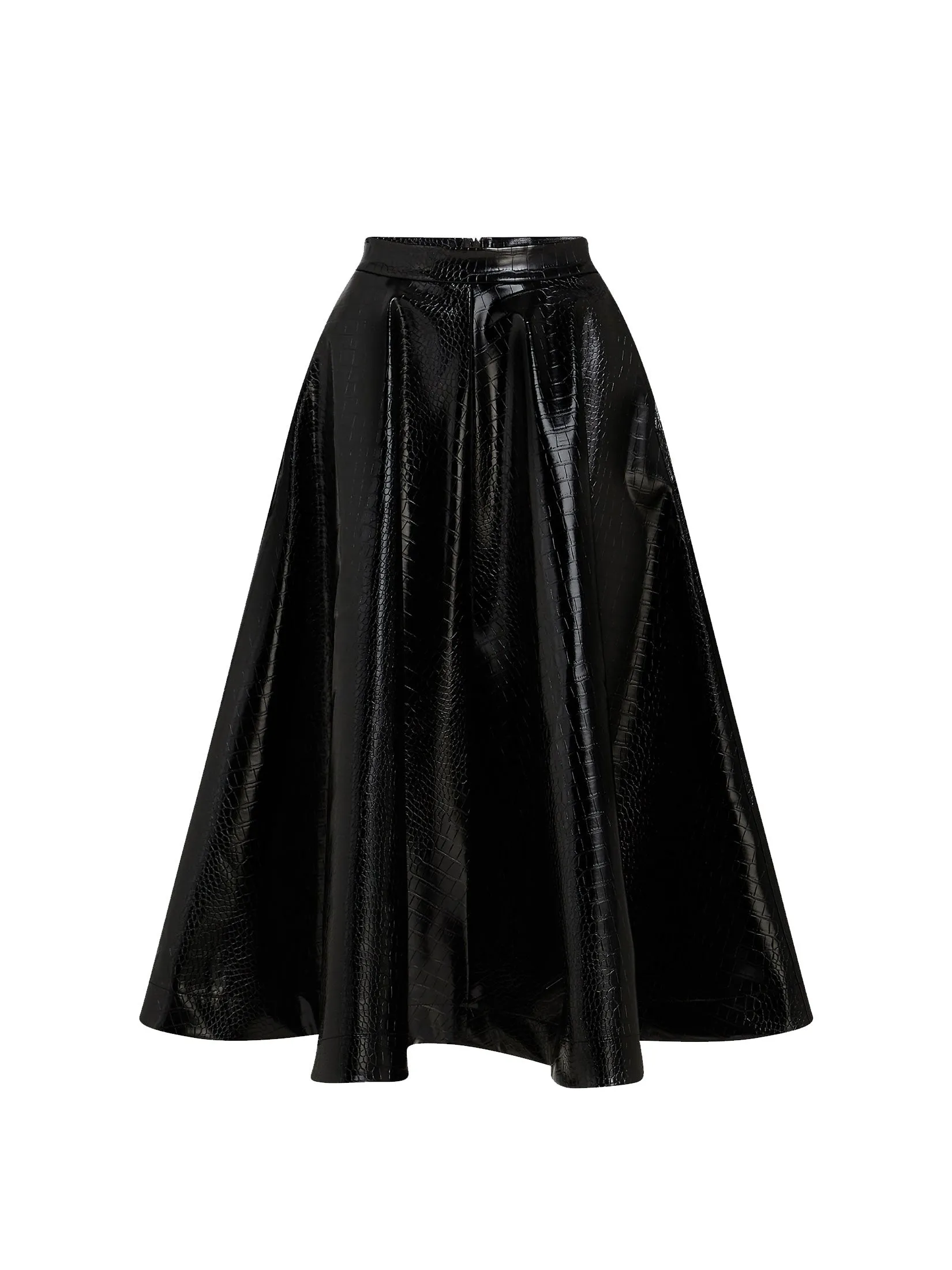 FAUX LEATHER CROC A LINE SKIRT