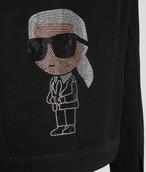 IKON KARL RHINESTONE DENIM JACKET BLACK SOLID