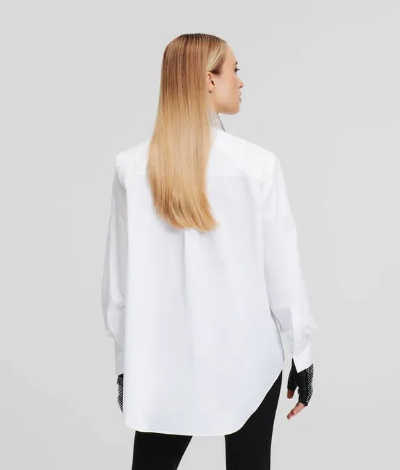 KARL ESSENTIALS RHINESTONE COLLAR SHIRT