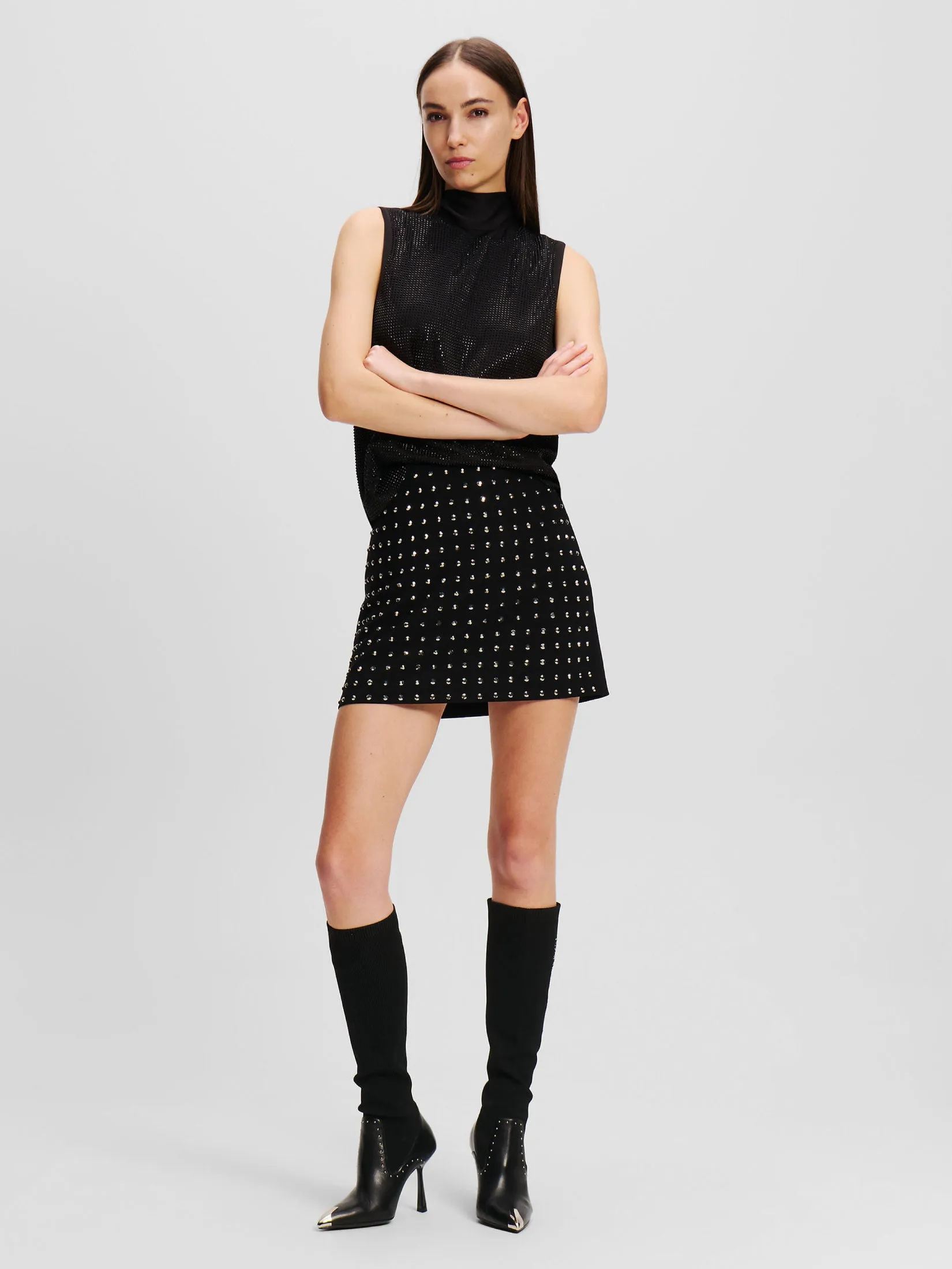 LARGE RHINESTONE MINI SKIRT