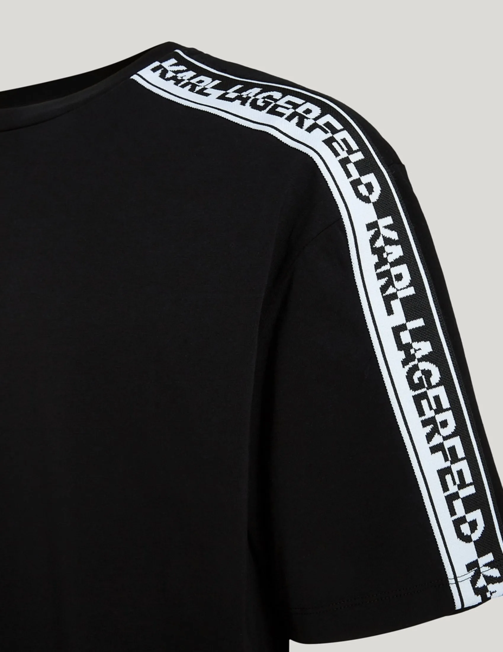 LOGO KNIT TAPE SLEEVE T-SHIRT BLACK